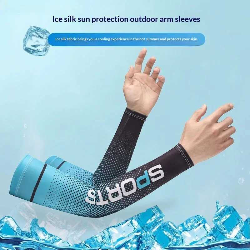 Summer Fashio Sunscreen Ice Silk Sleeve UV Sun Protection Cooling Anti-Slip Arm Sleeves Men Women Outdoor Sport Cycling D260326