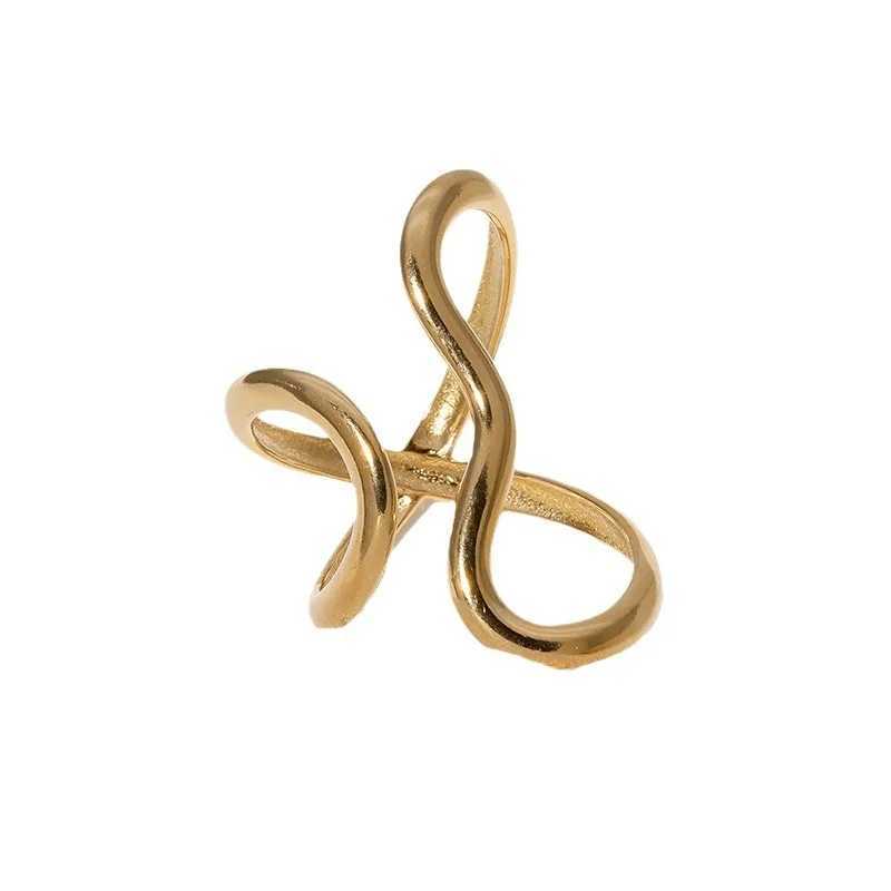 Stainless Steel Unique Original Gold Color Ring Colorfast Popular Party Personalized Exaggerated Charms Jewelry Women H260327