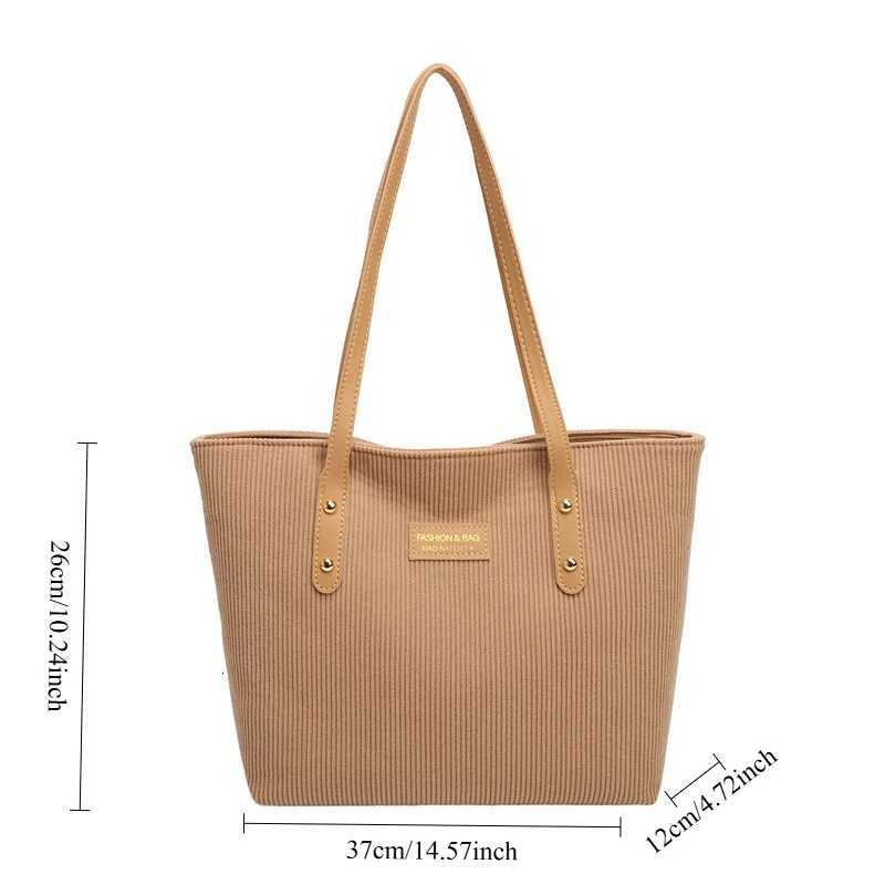 New Women Top Handle Bags Large Capacity Corduroy Shoulder Tote Bag for Work Comfortable and Versatile Texture Commuting Bag C260327