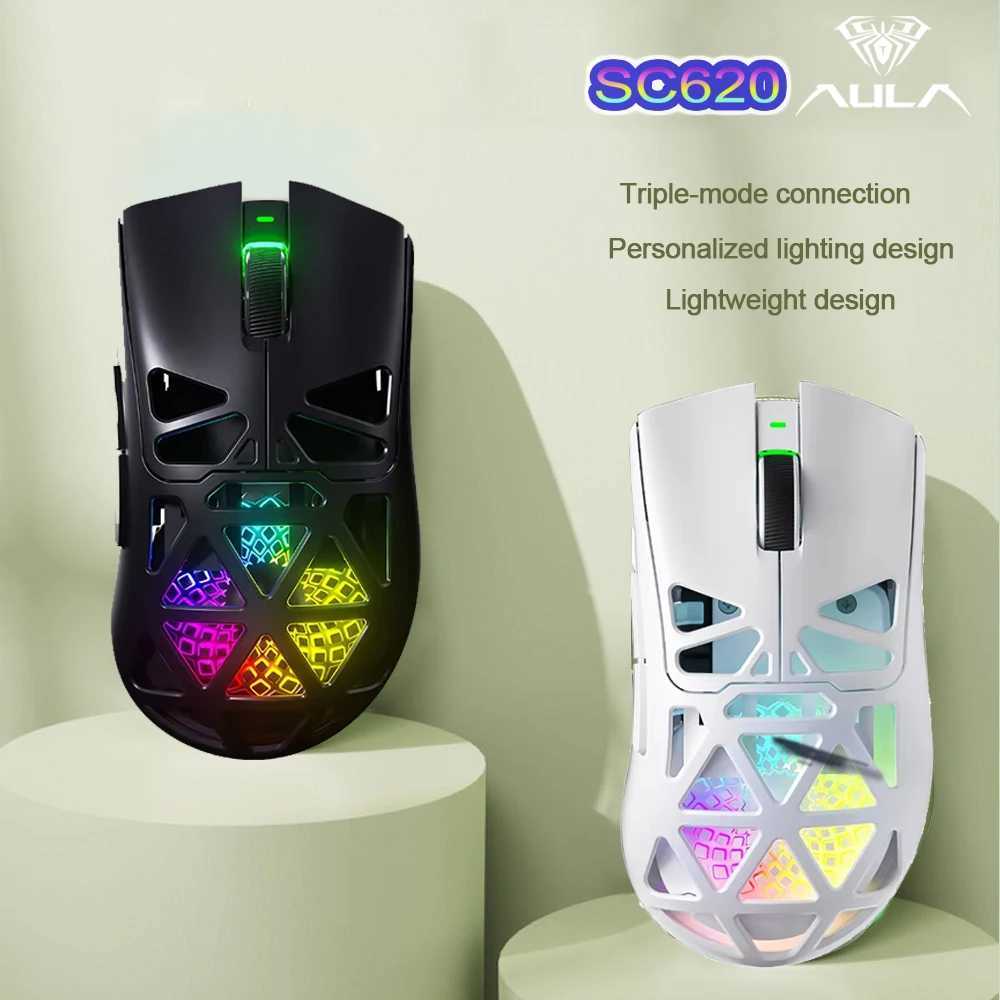 AULA SC620 Wireless Gaming Mouse Lightweight Design Multiple Lighting Effects Customizable Fire Button Optical Movement Dete D260327