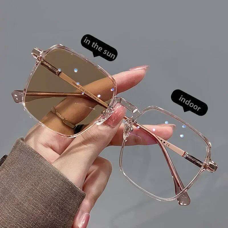 New Style Photochromic Myopia Glasses Men Women Color Changing Eyeglasses Anti UV Sunglasses Luxury Short-sighted Eyewear 0~-6.0 26Y0327