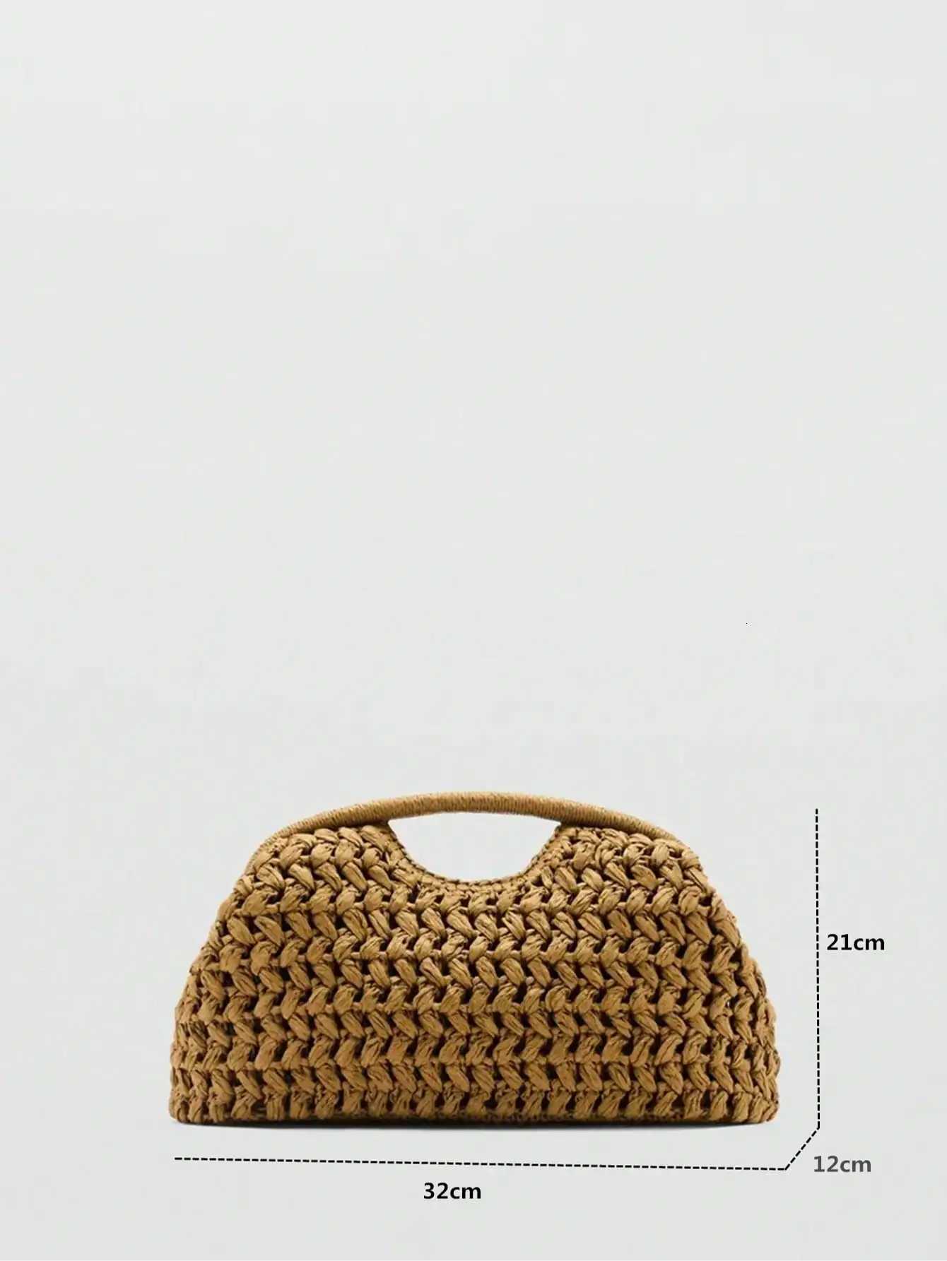Natural Fiber Clutch Bag brown Raffia handmade Knitted summer beach handbag 2025 new for women C260327