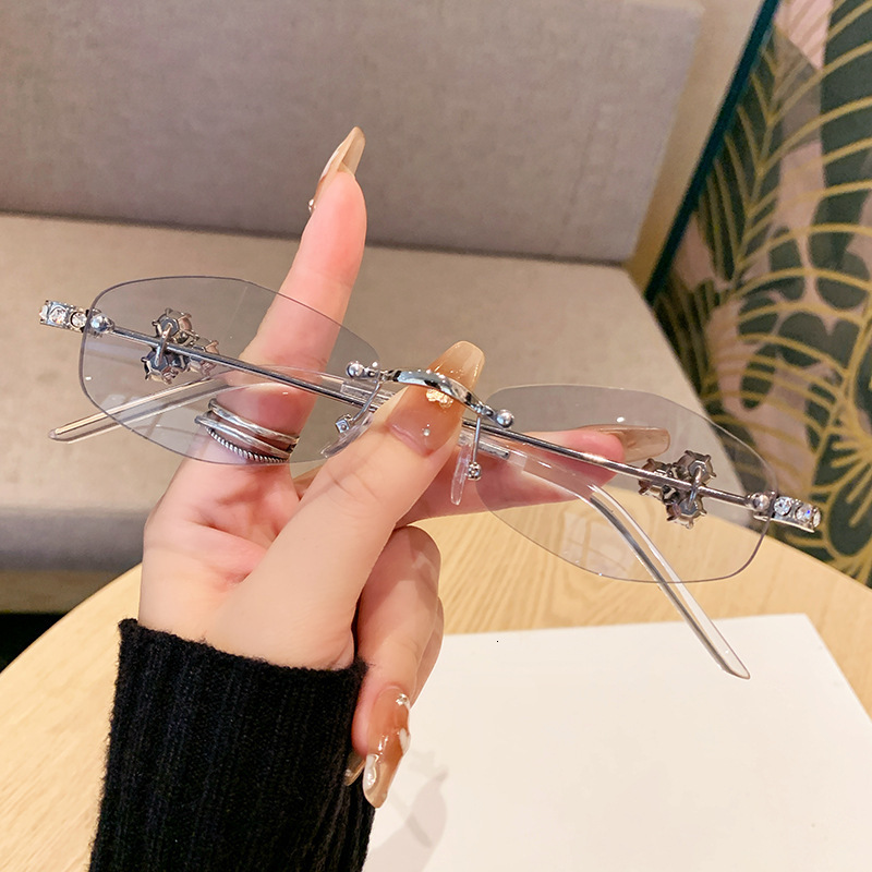 Luxury Brand Designer Sunglasses Jennie Same Style Jewelry Series Diamond Rimless Glasses Frame Polygonal Giltzi Fashion Light Luxury Customizable Tre