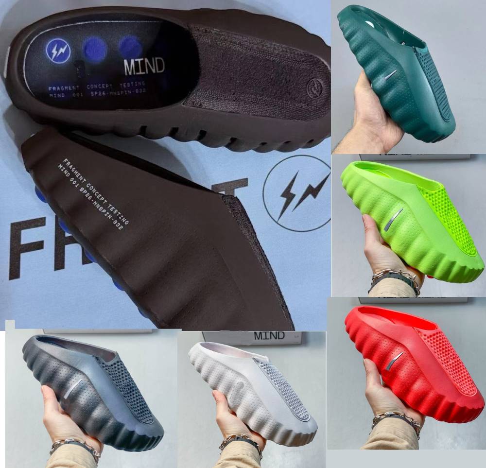 Mind 001 Slides fragment black royal blue lightning Smoke Grey Mind001 Pregame Mules Black Chrome Designer Slippers Solar Red Lightweight Summer Clogs for Men Women