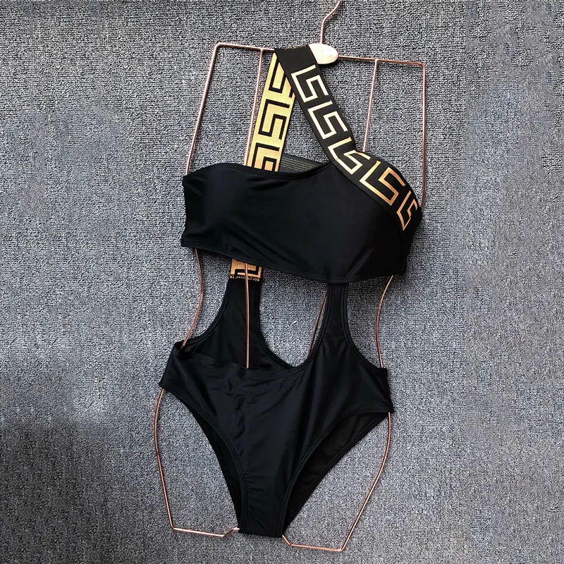 Designer Pattern One Shoulder Bikini Set Women Sexy Bandage Swimsuit High Cut Bathing Suits with Padded Bra S-XL