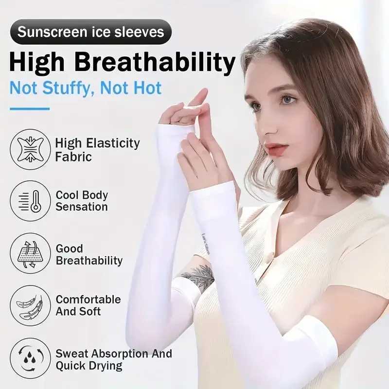 1pc Cooling Ice Sun Sleeves for Arm Breathable UV Protection Arm Sleeves High Elastic Quick Dry Summer Outdoor Sleeves D260326