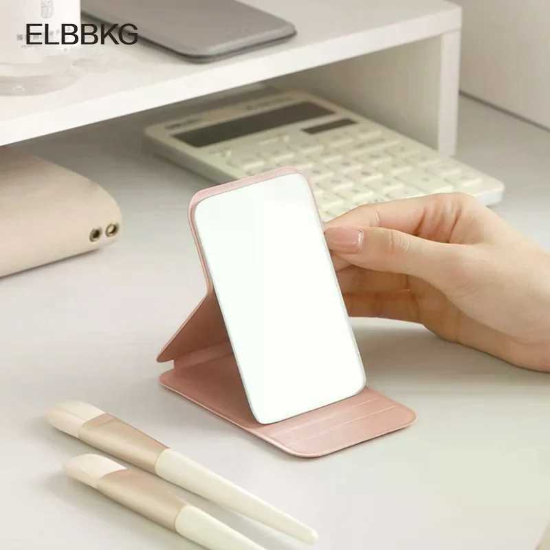 1pc Mini Folding Makeup Mirror High-quality Portable Pocket Makeup Mirror Single-side Creative Women Solid Color Handle Desk H260327