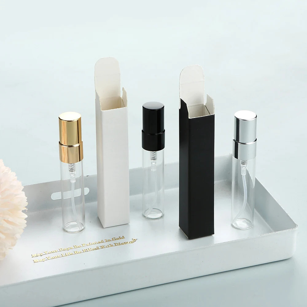 20/30 PCS/lot 5ml transparent glass perfume spray bottles with aluminum nozzles for dispensing Washable refillable with boxes 260318