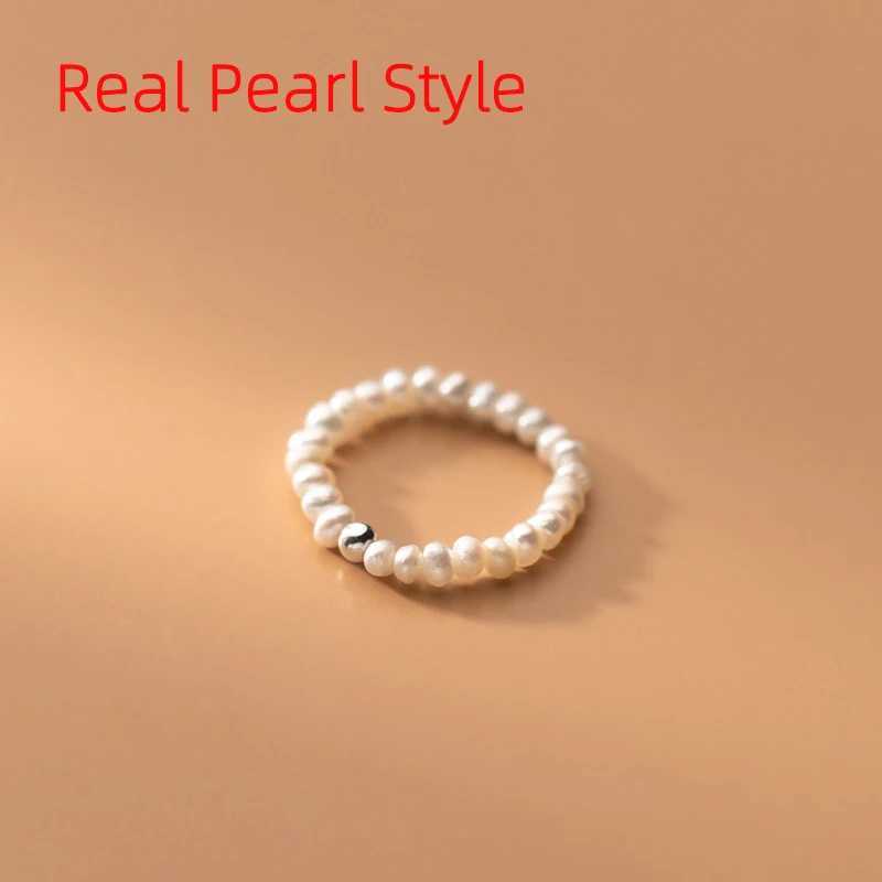 US-Size 49-54mm Pearl Bead Silver Ring Korean 925 Women Finger Rings For Women 925 Silver Jewelry Chain 925 Silver Ring Female H260327