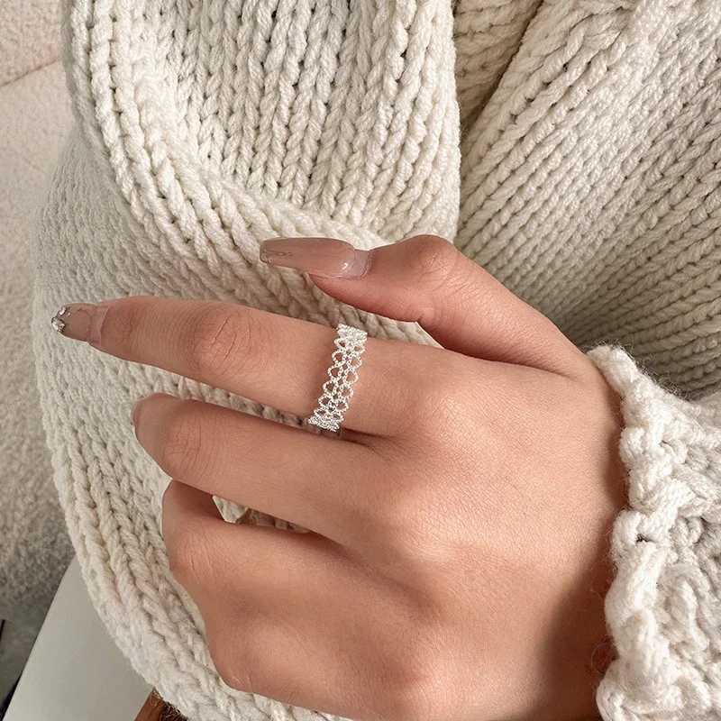 New Hollowed Out Lace Heart 925 Sterling Silver Simple Personality Opening Rings JZ262 H260327