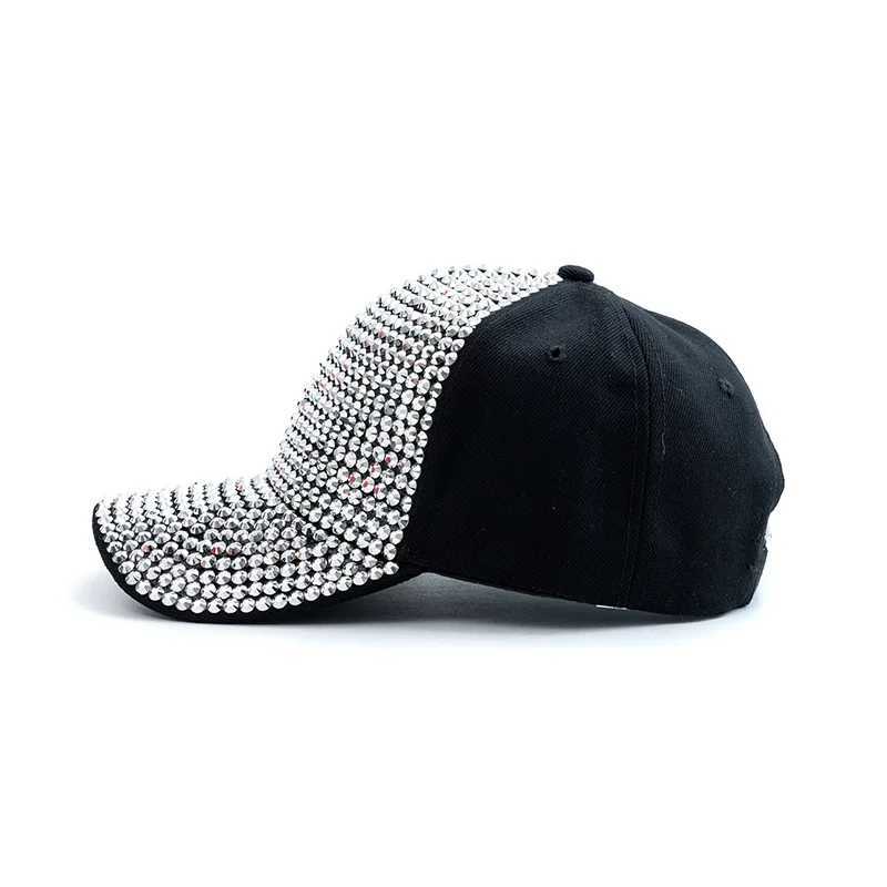 New Fashion Women Diamond Inlay Cap Spring Summer Hip Hop Kpop Dance Baseball Caps Simple Plain Party Street Hat Z260327
