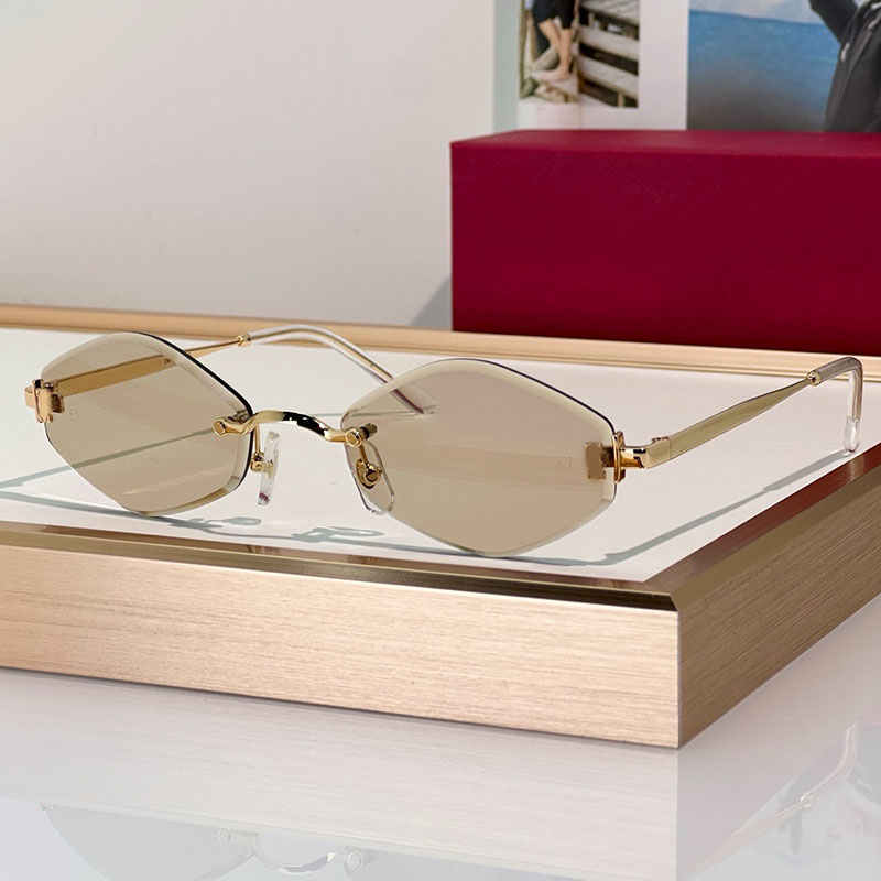 Designer Sunglasses For Women Decor Sunglasses 0871S Diamond Cut Small frame Womens Sunglasses Classic Vintage Frameless Sun Glasses