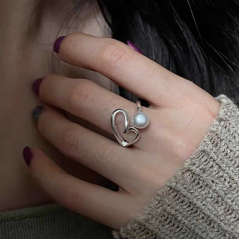 VENTFILLE 925 Sterling Silve Love Heart Ring for Women Girl Gift Line Pearl Korean Sweet Jewelry Birthday Gift Dropshipping H260327