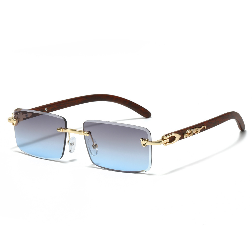 Luxury Brand Designer Sunglasses 2025 New Frameless Fashion Sunglasses European And American Style Leopard Decoration Square Rimless Sunglasses For Me