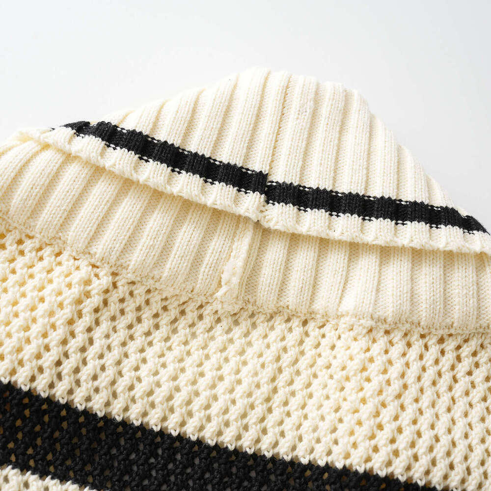 2026 autumn new slim fit waist long sleeved knitted CC sweater women's striped D19 color blocked tie medium length cardigan wool sweater