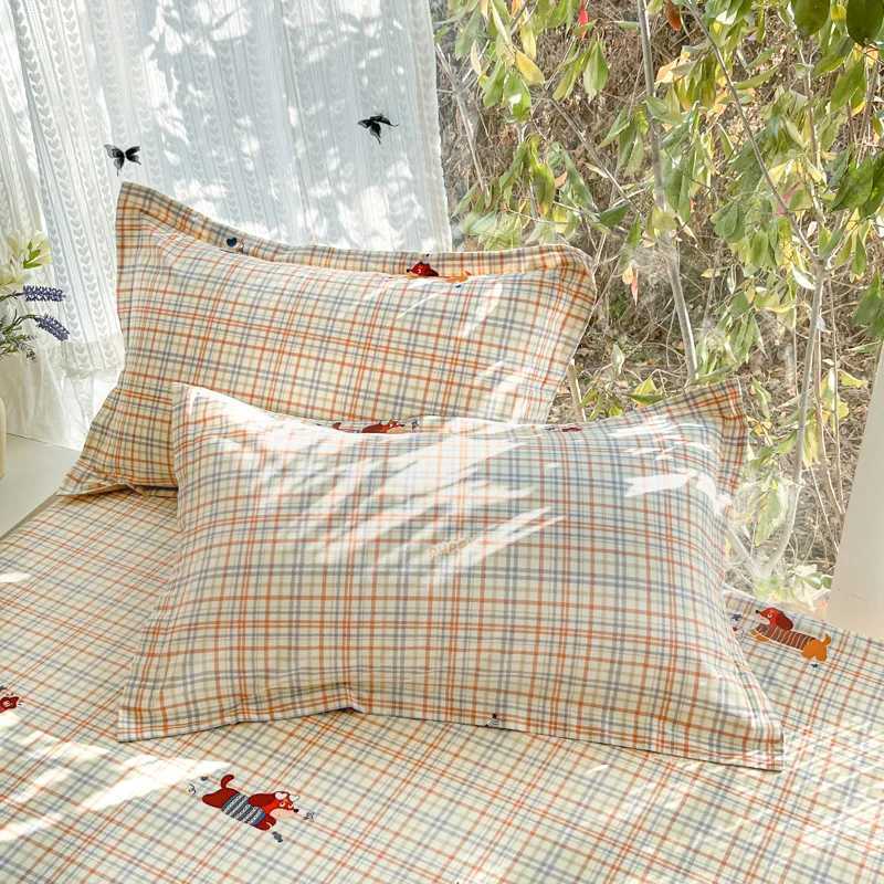 100 Cotton Duvet Cover Set Bedding Set Striped Cute Dog Design Duvet Cover Pillowsham Comfort Breathable Fade Resistant H260327
