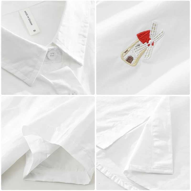 2026 Summer New Casual Embroidered Pure Cotton Short Sleeve Shirts for Men Clothing Slim Turn-down Collar Streetwear C260326