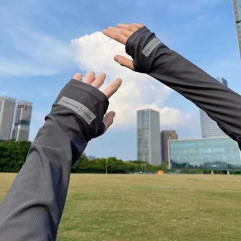 Large Size Ice Sleeves for Mens Sun Protection Japanese Summer Outdoor UV Protection Loose Arm Sleeves Driving Outdoor Gloves D260326
