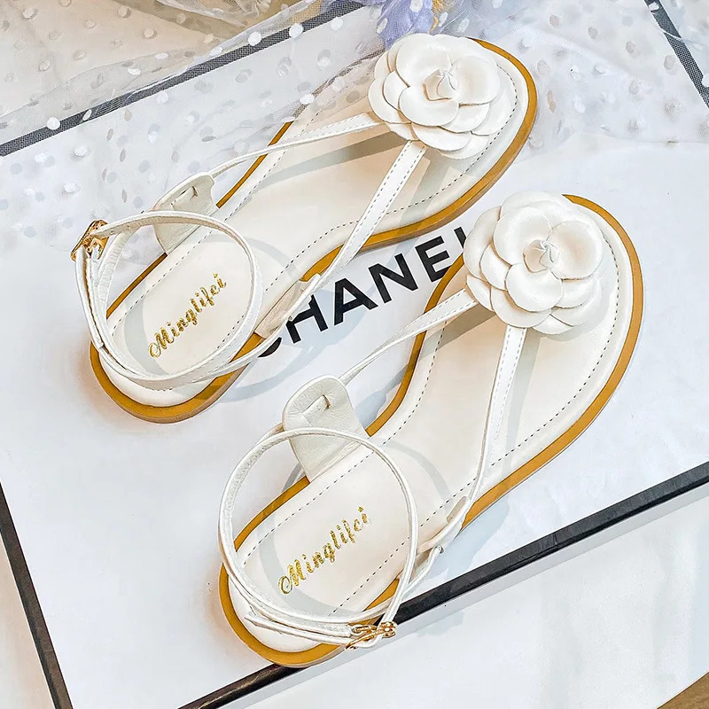 summer womens sandals fashion flower Korean style party and work wear ladies casual flat shoes Large size 41-43 260325