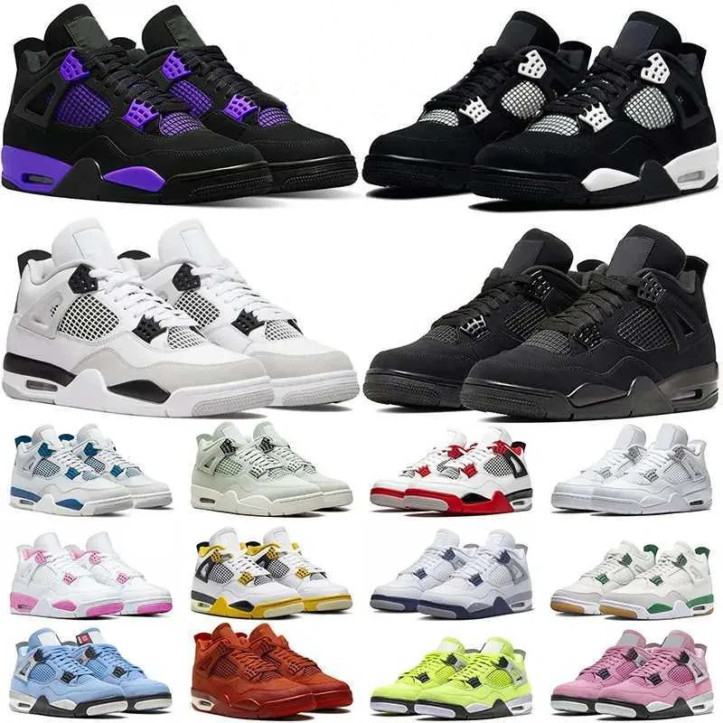 Designer Basketball Shoes 4s Sneakers outdoor trainers men womens fear black cat cactus jack 4 lightning Bred Reimagined 4s Running shoes size36-46