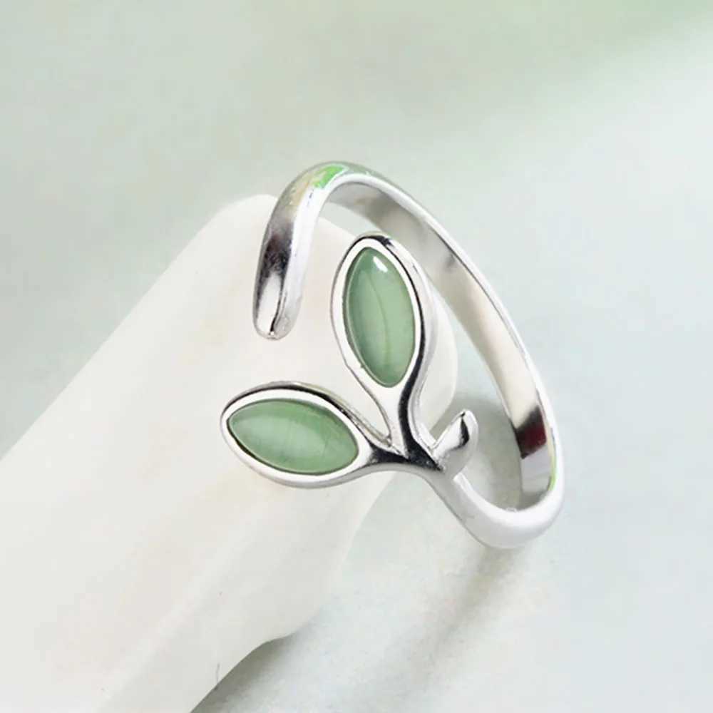 925 Sterling Silver Foliage Adjustable Rings For Women Girls Wedding Ring Luxury Jewelry Accessories H260327