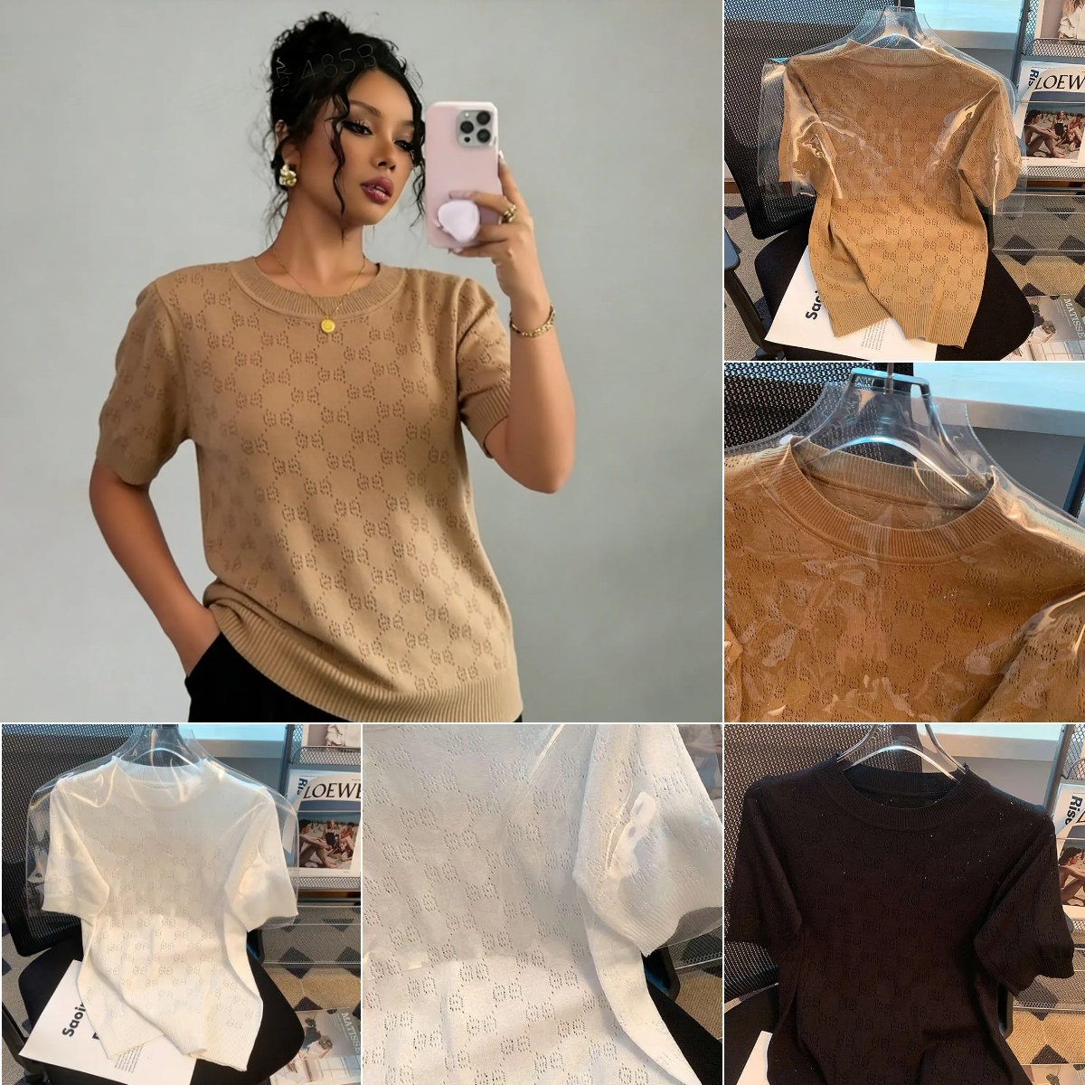 Women's T-Shirt Ice Silk Base Layer Knitted Top Women's Round Neck Loose Thin Summer New Fashion French Design Ladies T-Shirt Sweater Vest Size S-XL