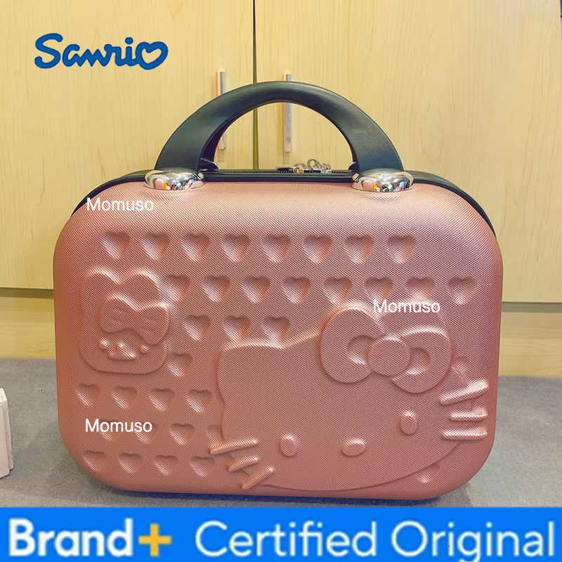 Sanrio 4 Inch Anime Hello Kitty Cartoon Wedding Lage Suitcase Makeup Case Womens Cact Eup Box Portable Travel Bag Handheld Box H260327