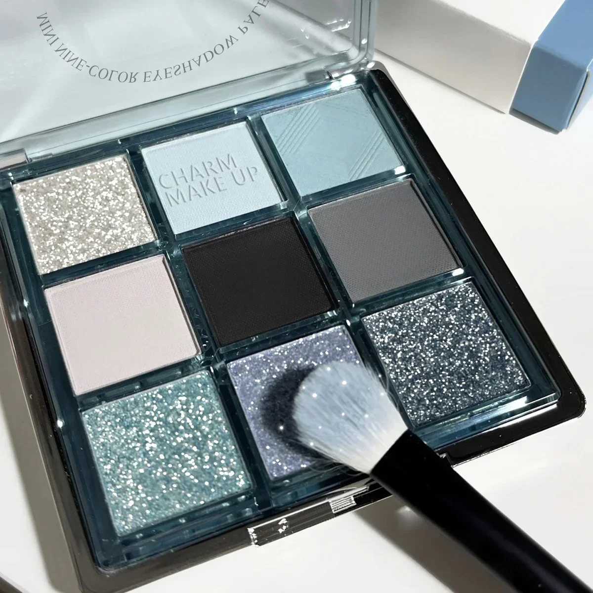 Punk Blue Eyeshadow Palette 9 Colors Matte Smoky Black Eye Shadow Shimmer Palette Glitter Nude Cosmetics Pearlescent Eye Makeup H260327