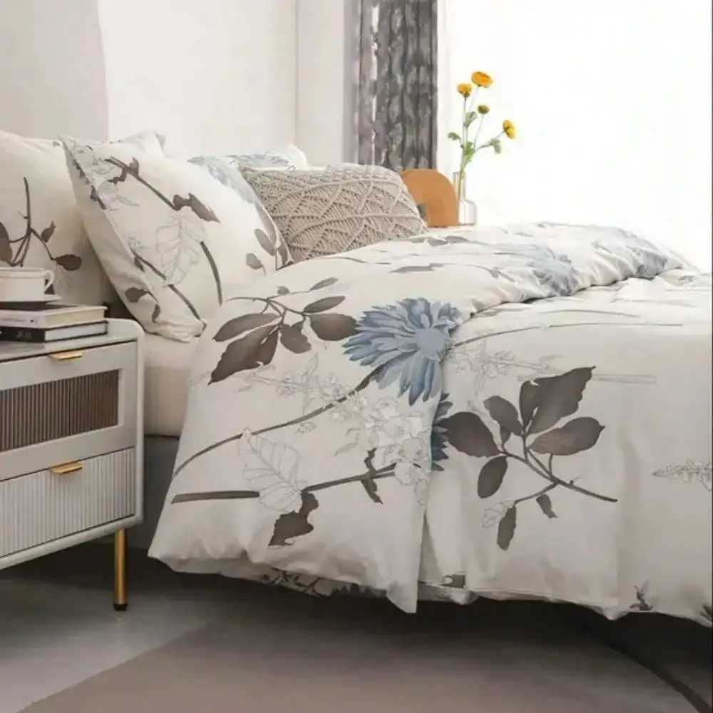 Big Flower Duvet Cover Twin Size Soft Cotton Bedding Set for Girls H260327