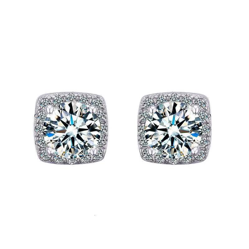Factory Wholesale Lab Grown Diamond Womens Jewelry 18K Gold Plated S925 Sterling Silver Brilliant Cut Hip Hop Style Earrings