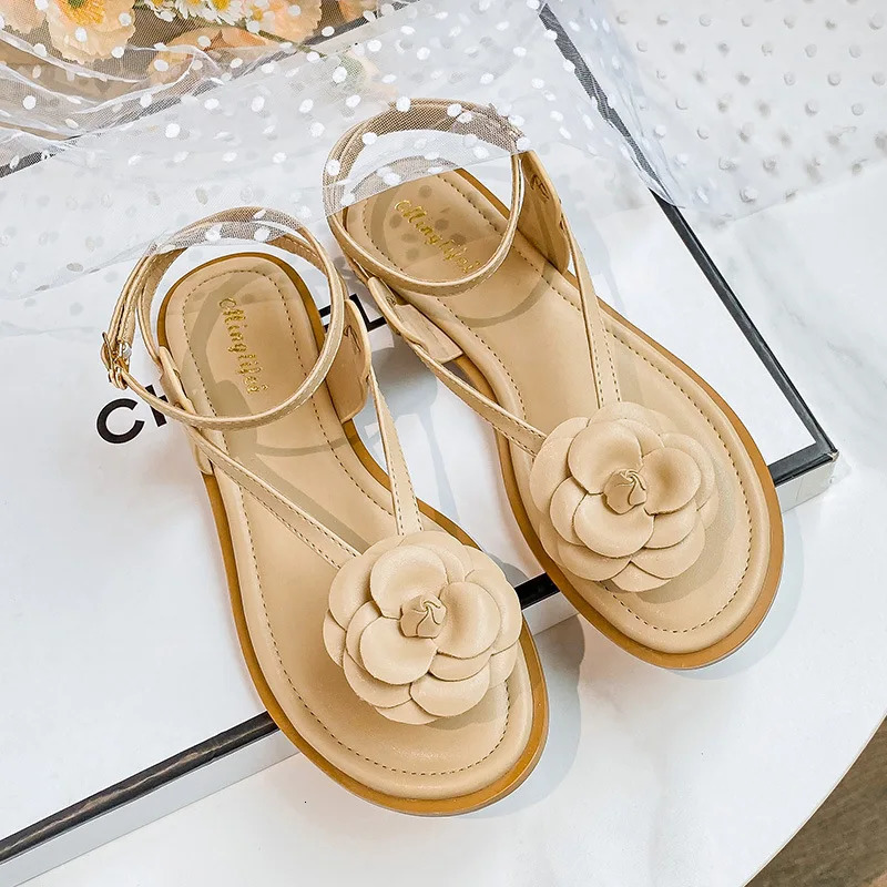 summer womens sandals fashion flower Korean style party and work wear ladies casual flat shoes Large size 41-43 260325