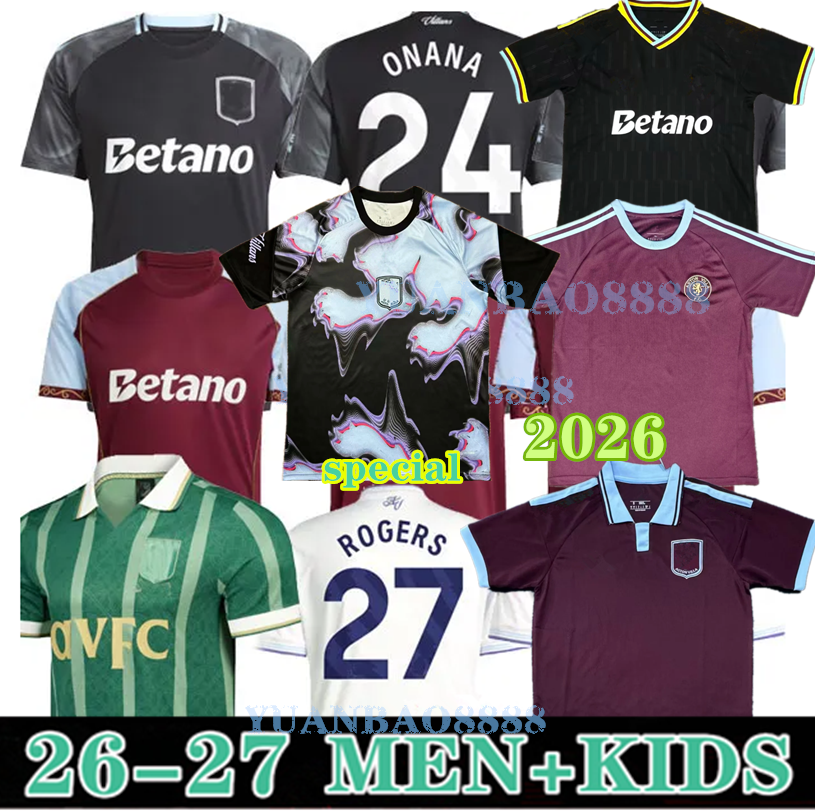 2026 Home Aston Soccer Jersey 2026 2027 villa Special Edition ROGERS McGINN WATKINS soccer shirt TIELEMANS ONANA M.ASENSIO kids kit football uniform XXXL 4XL