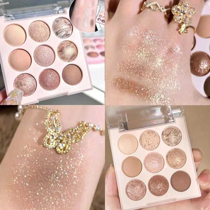 Ice-cream 9 Colors Glitter Eyeshadow Palette Rose Pink Pearly Eye Shadow Matte Earth Color Pigments Korean Charming Eyes Makeup H260327