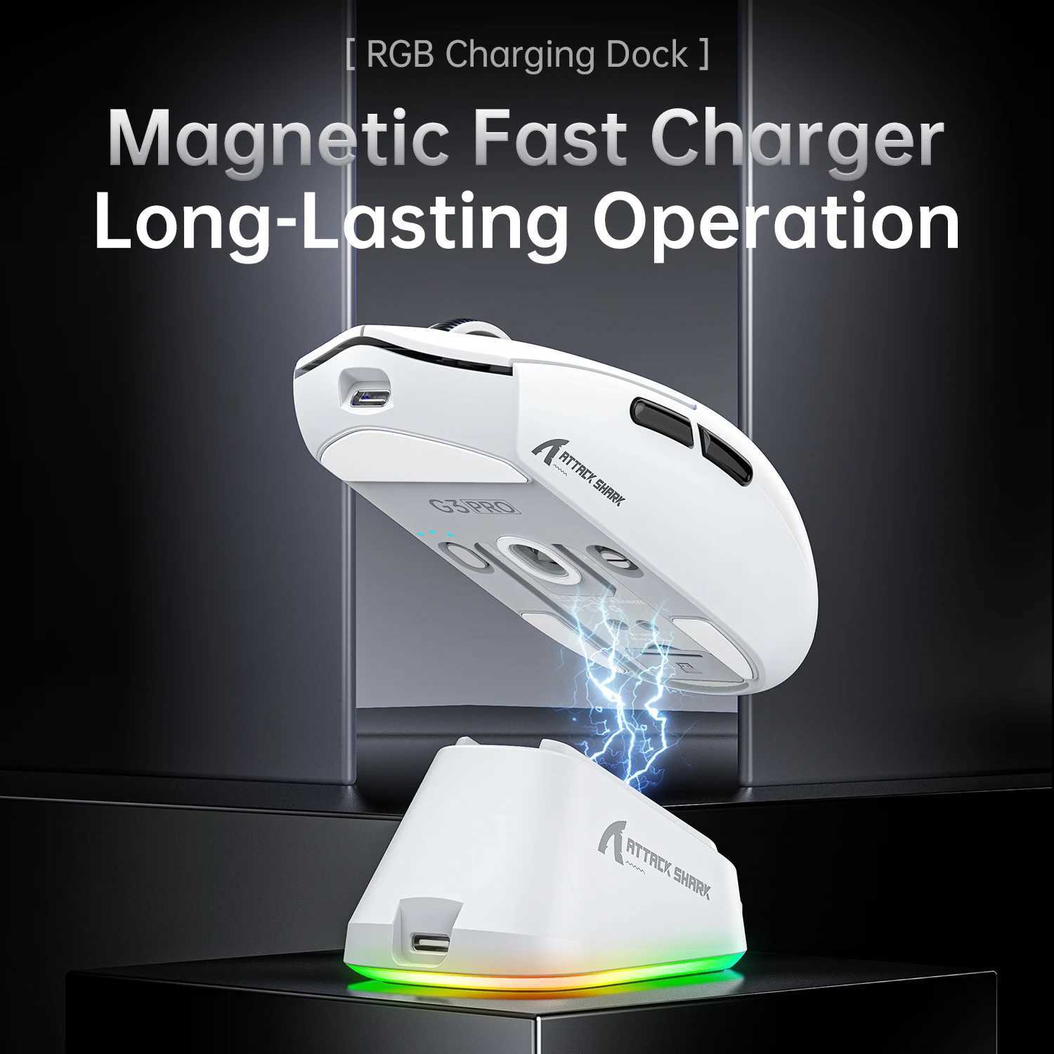 ATTACK SHARK G3PRO Wireless 1K Hz Mouse and RGB Magnetic Charging DockPAW3311 Sensor25000 DPI Gamer Mouse for PC/MAC/Wins D260327