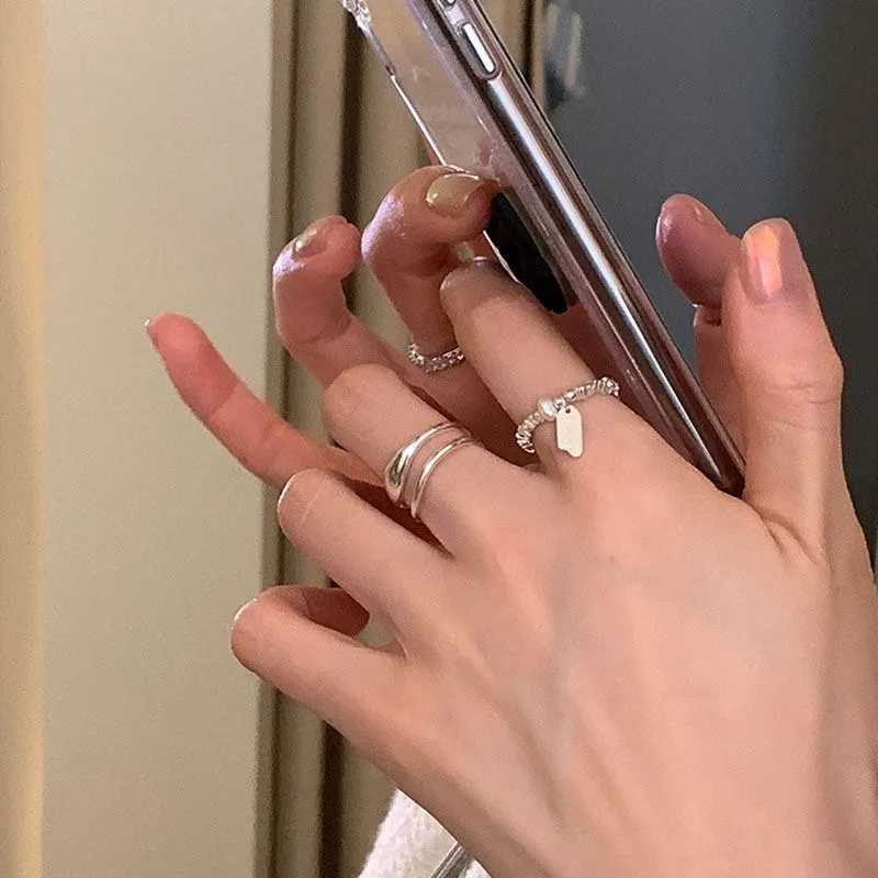 BF CLUB 925 Sterling Rings for Women Simple Geometric Handmade Irregular Vintage Double Layered Ring Allergy For Birthday Gift H260327