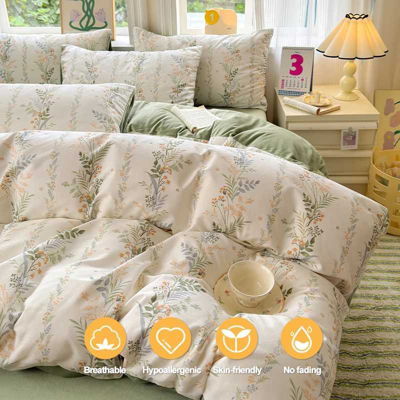 Bedding Set Duvet Cover Set 1 Duvet Cover Cotton A-Side Flannel B-Side 2 Pillowcases - Double Comfort for Daily Use H260327