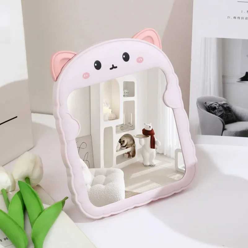 Cute Cartoon Cat Ear Folding Makeup Mirror High Aesthetic Dormitory Wall Mounted High-definition Makeup Mirror H260327