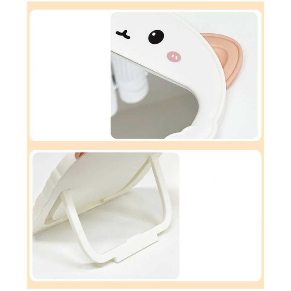 Foldable Cat-Ear Makeup Mirror with Animal Design Polished Frame Multi-Color Compact Portable Vanity Mirror for Travel Ho H260327