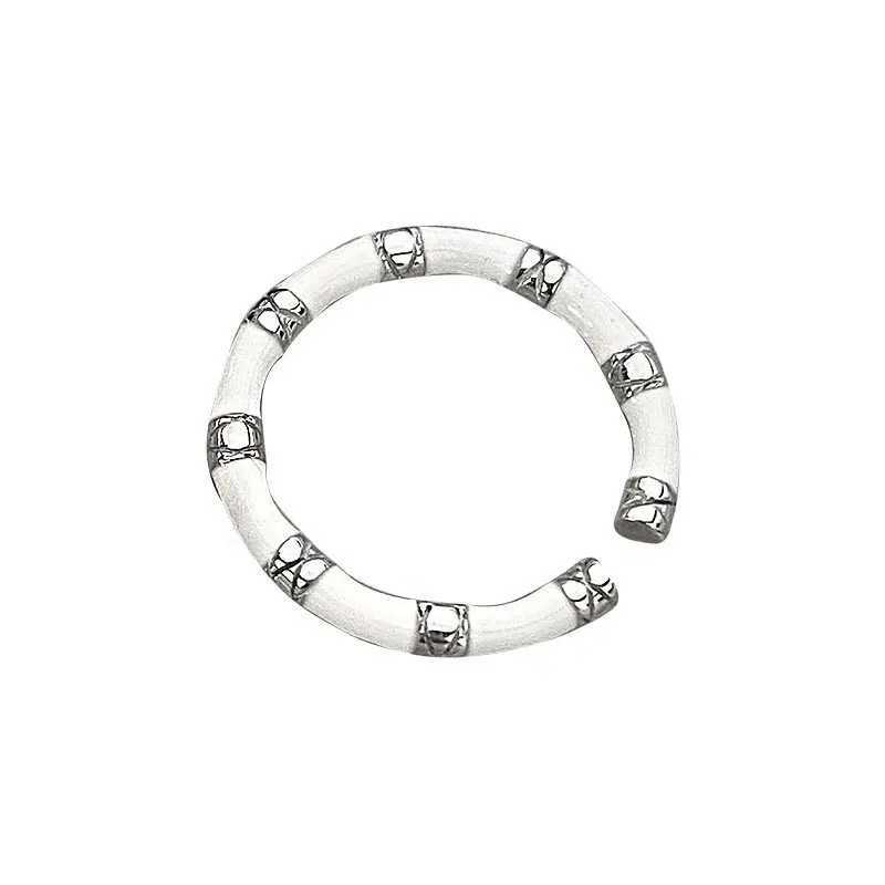 925 Sterling Silver Luxury Jewelry Black White Bamboo Adjustable Rings For Women Couple Accessories Wholesale Jewellery H260327