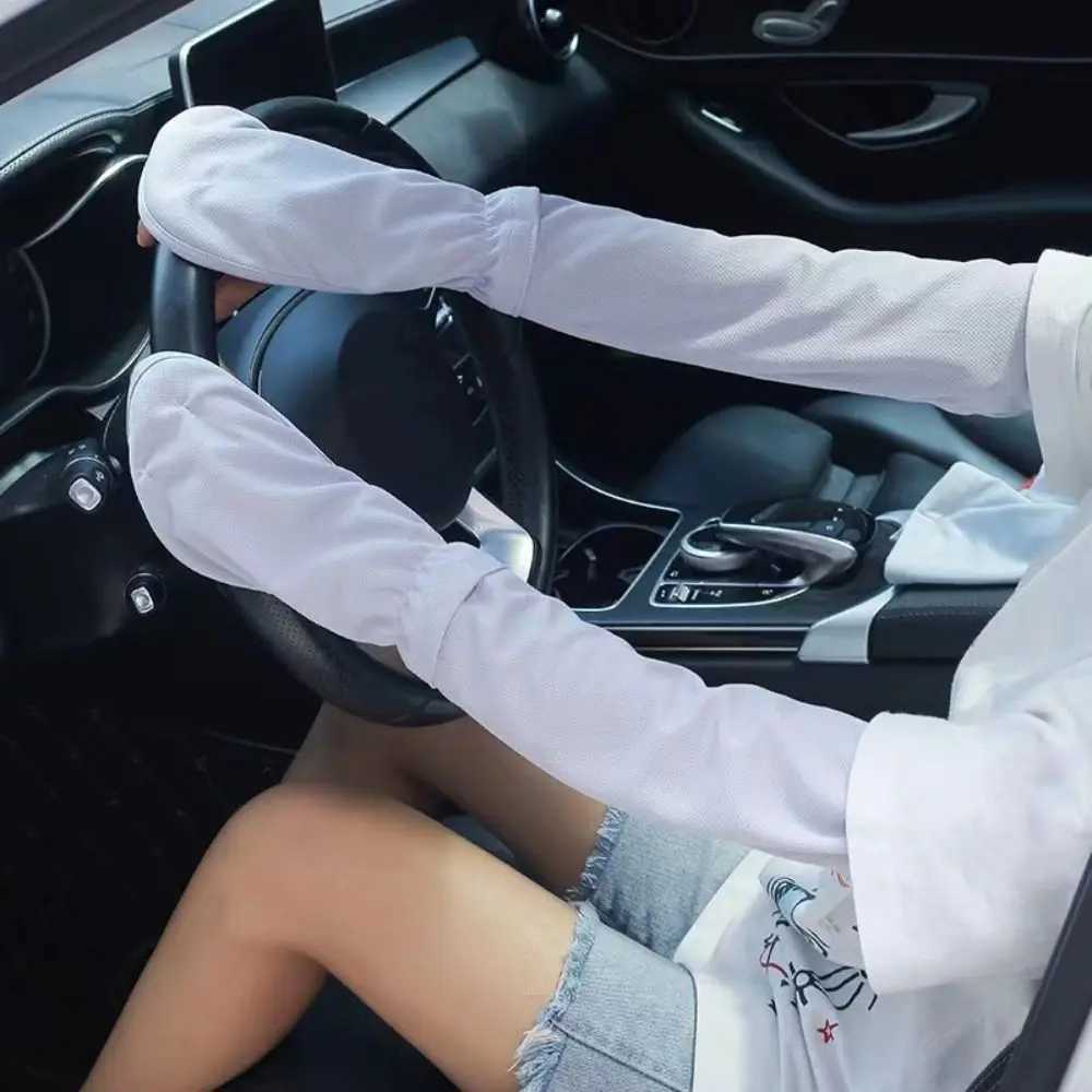 Anti-UV Sun Protection Sleeves Breathable Adjustable Cuff Driving Sleeve Gloves Elastic Loose Ice Silk Sleeve Cycling D260326