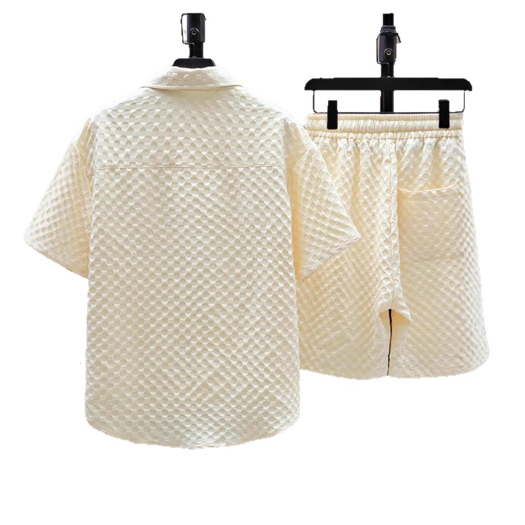 Designer Luxury Brand Lightweight Sports And Leisure Two-piece Set 2026 Summer Ice Silk Suit Men's Cool And Fashionable Short Sleeved Shirt And S
