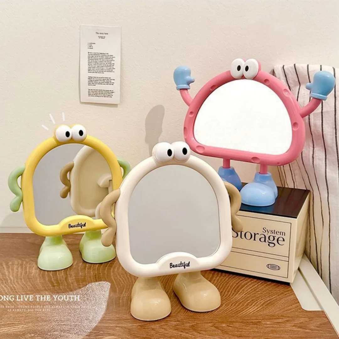 Desktop makeup mirror household bedroom desktop makeup mirrorcute dormitory portable makeup mirror adjustable touch up mirror H260327