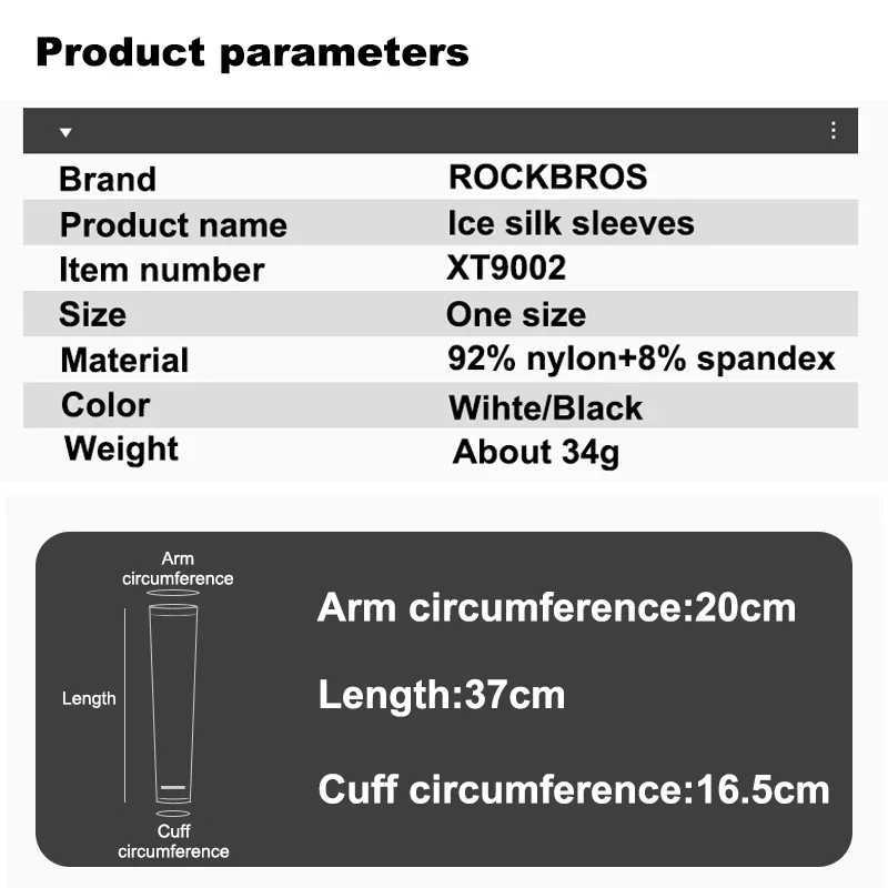 ROCKBROS Arm Sleeves Running Fishing Accessories Sunscreen Arm Cover Summer Cool Nylon Sleeves Outdoor Sports Cycling Equipment D260326