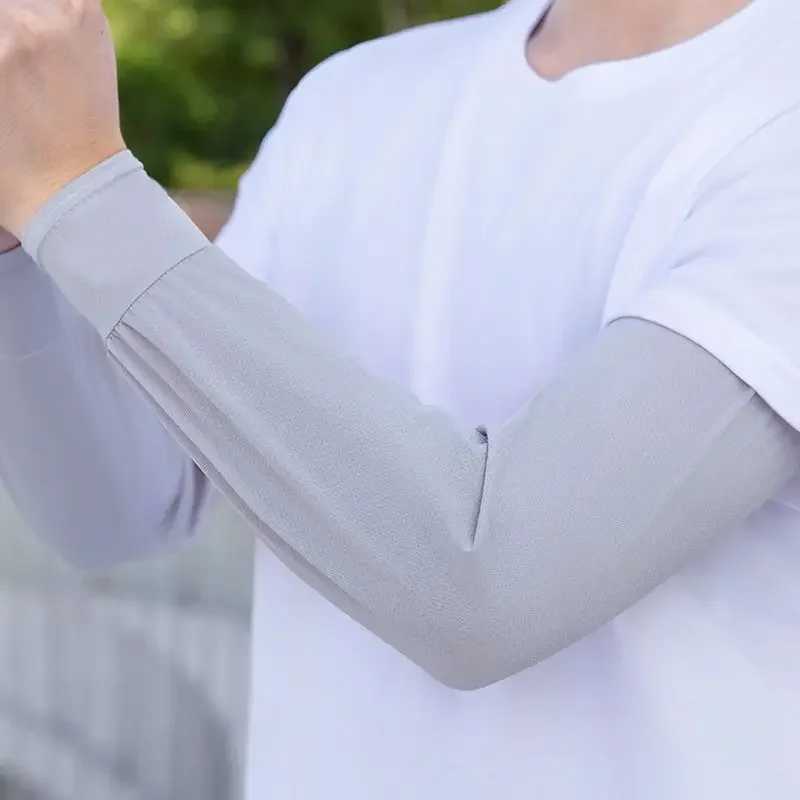 1Pair 2026 Summer Ice Silk Mens Loose Sunscreen Sleeves UV Ice Gloves Riding Arm Guards Sport Running Driving Absorbent D260326