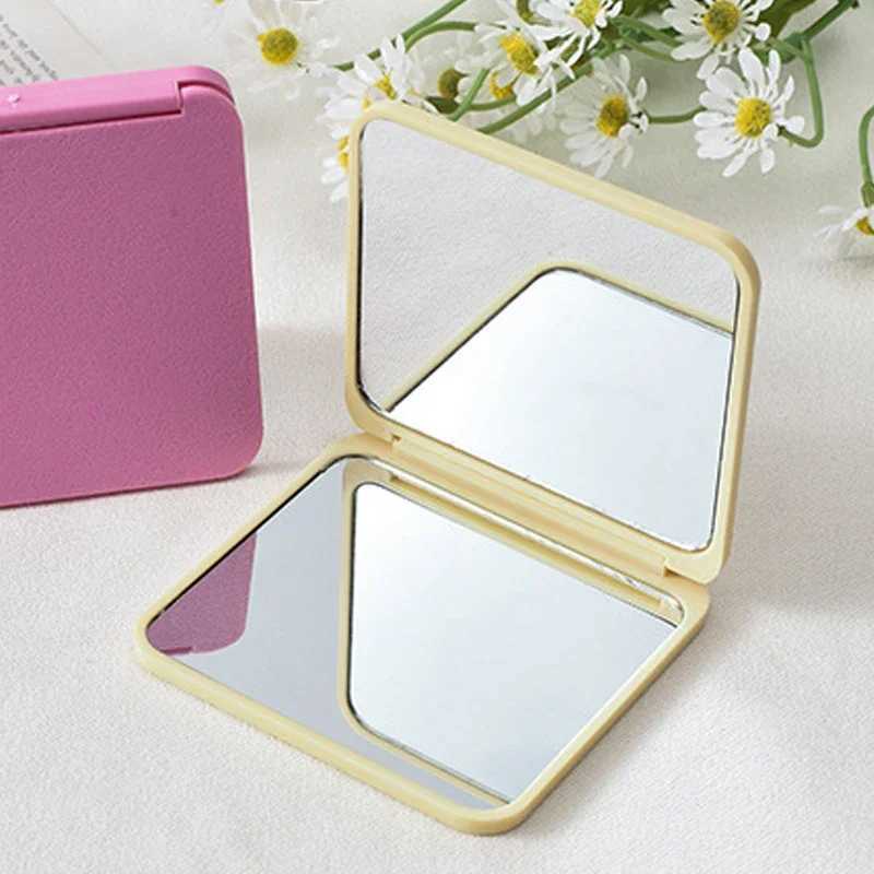 2-Face Makeup Mirror Square Portable Cute GirlS Gift Hand Mini Mirror Pocket Double-Sided Makeup Mirror Compact Multiple Colors H260327