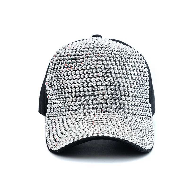 New Fashion Women Diamond Inlay Cap Spring Summer Hip Hop Kpop Dance Baseball Caps Simple Plain Party Street Hat Z260327