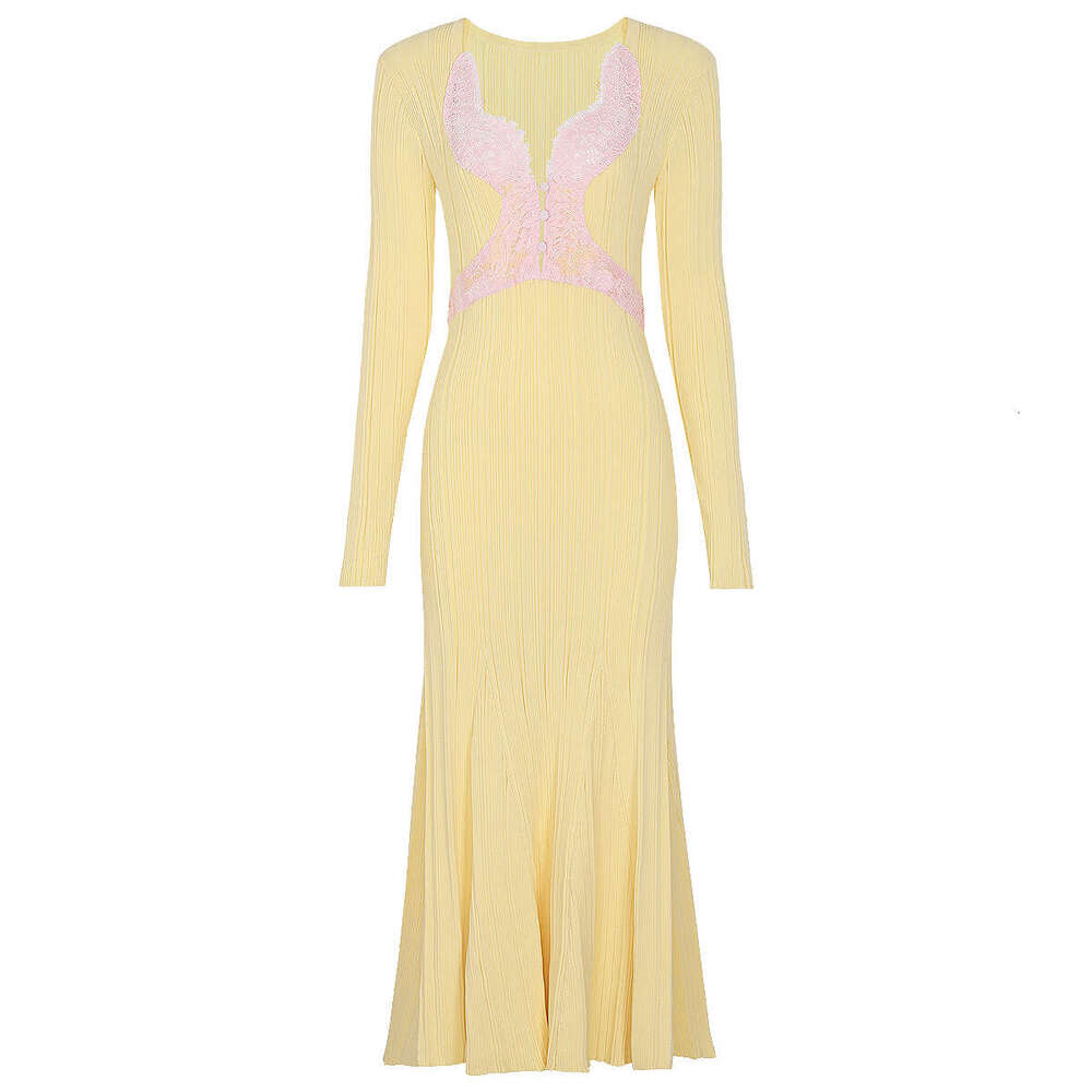 Spring g20 and summer new designer high-quality lace V-neck slim, sexy and elegant long dress 2026