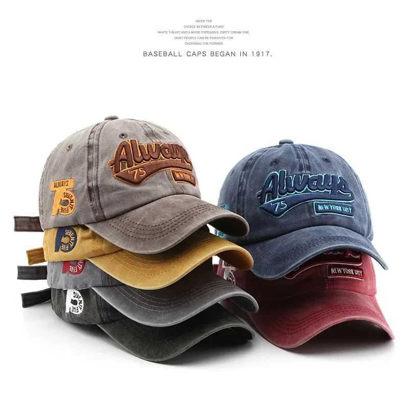 Vintage Washed Baseball Always 75 Embroidered Multi-Patch Design Adjustable for Men Women M260327