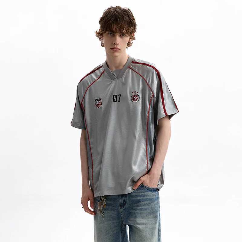 LUZHEN Fashion Embroidery V Neck Short Sleeve T-shirts Mens High Quality 2025 Summer Casual Tops Handsome Clothes JY2053 C260326