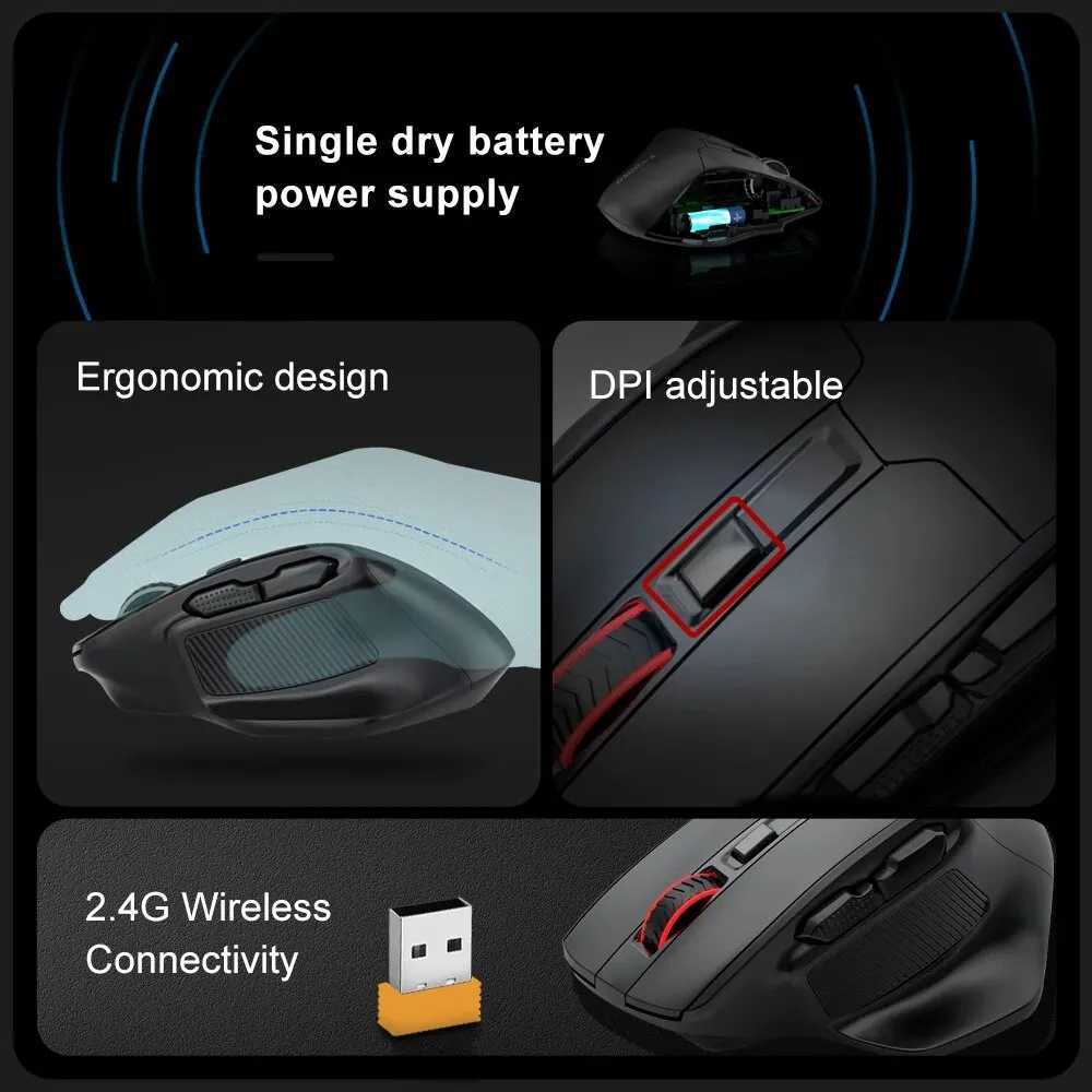 E-YOOSO X-31 USB 24G Wireless Gaming Large Mouse for Big Hands PAW3212 4800 DPI 5 Buttons for Gamer Mice Computer Laptop PC D260327